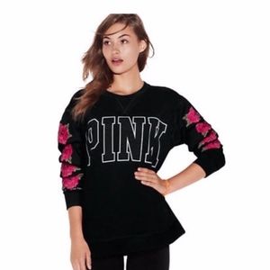 VICTORIA'S SECRET PINK ROSE EMBROIDERED SWEATER